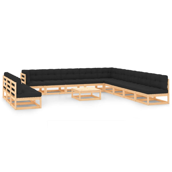 vidaXL 13-Piece Garden Lounge Set with Cushions Solid Pine Wood