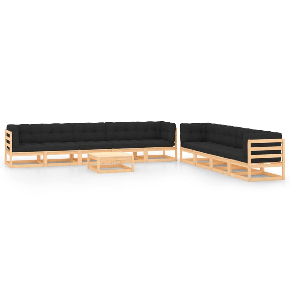 vidaXL 10-piece Garden Lounge Set with Cushions Solid Pine Wood