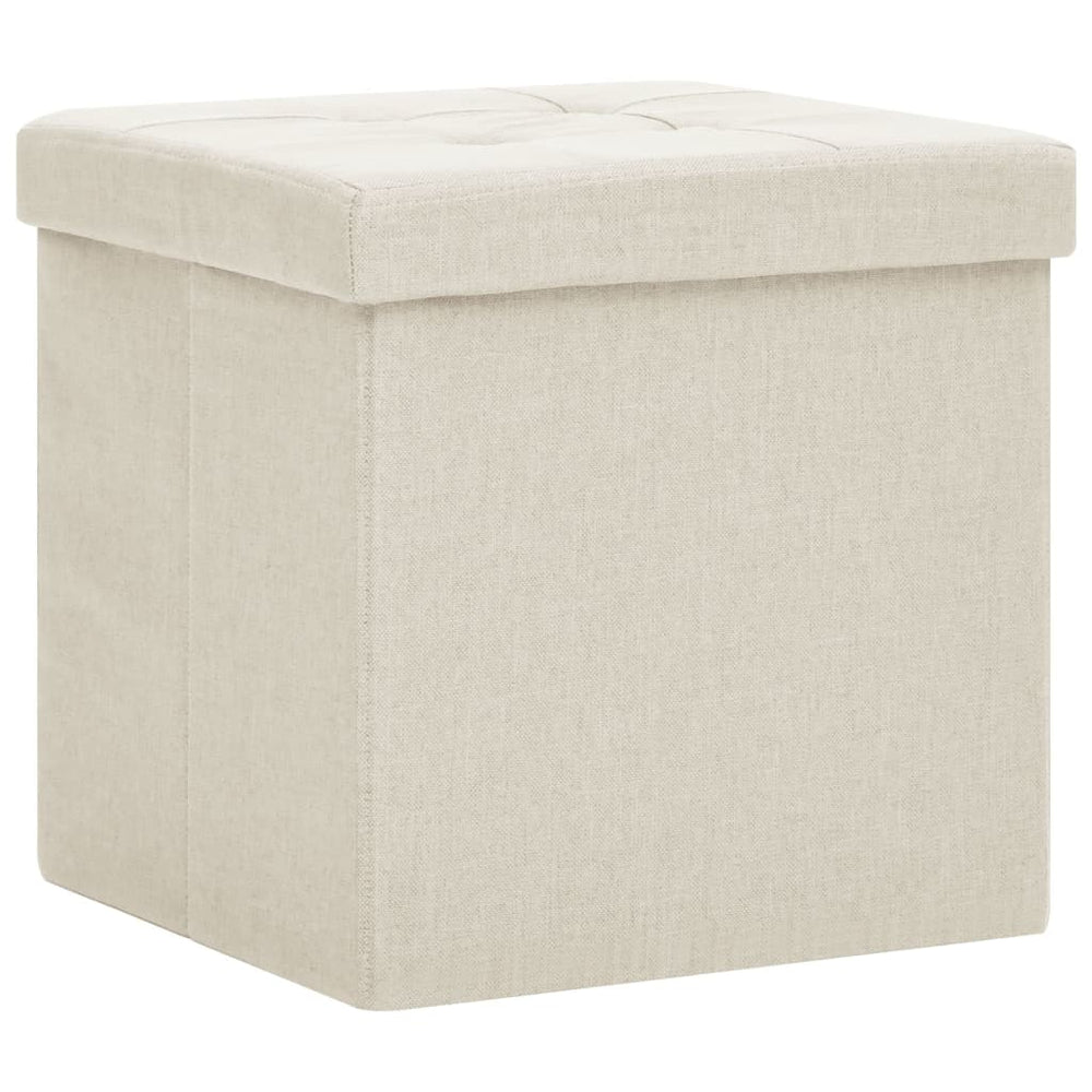 vidaXL Storage Ottoman Cream Linen Look