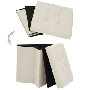 vidaXL Storage Ottoman Cream Linen Look