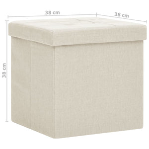 vidaXL Storage Ottoman Cream Linen Look