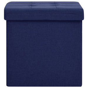 vidaXL Storage Ottoman Blue Linen Look