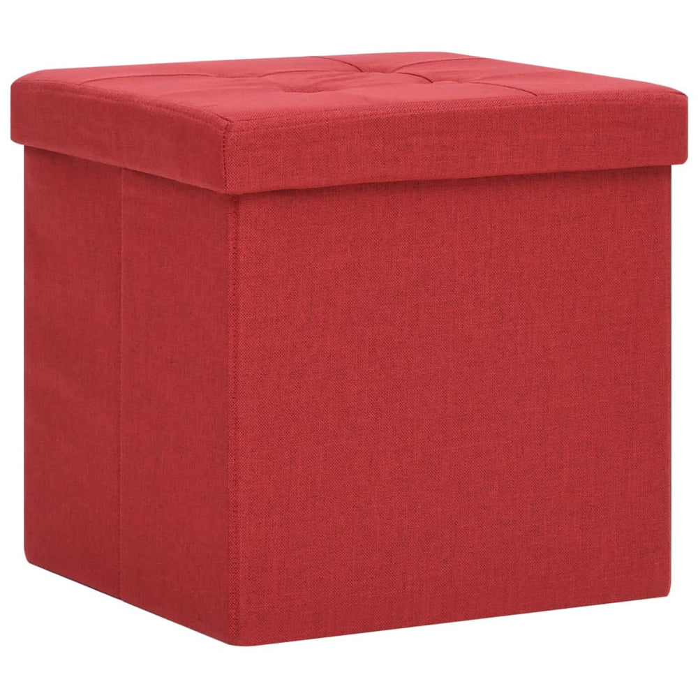 vidaXL Ottoman with Storage Wine Red Linen Look