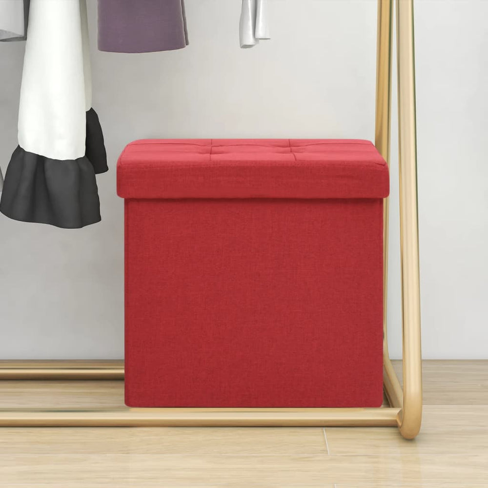 vidaXL Ottoman with Storage Wine Red Linen Look