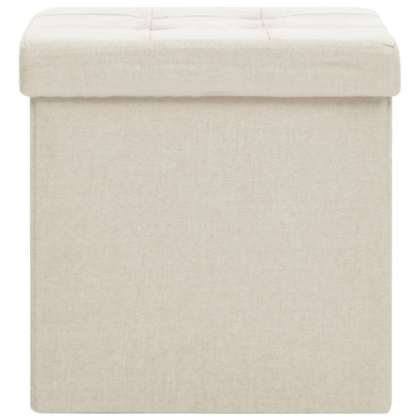 vidaXL Storage Ottoman 2 pcs Cream White Linen Look