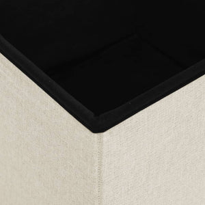 vidaXL Storage Ottoman 2 pcs Cream White Linen Look