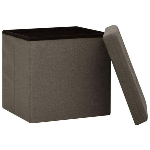 vidaXL Storage Ottoman 2 pcs Brown Linen Look
