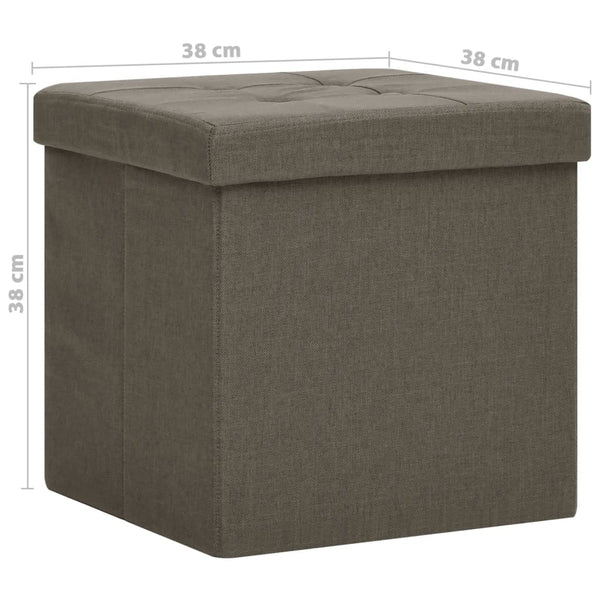 vidaXL Storage Ottoman 2 pcs Brown Linen Look
