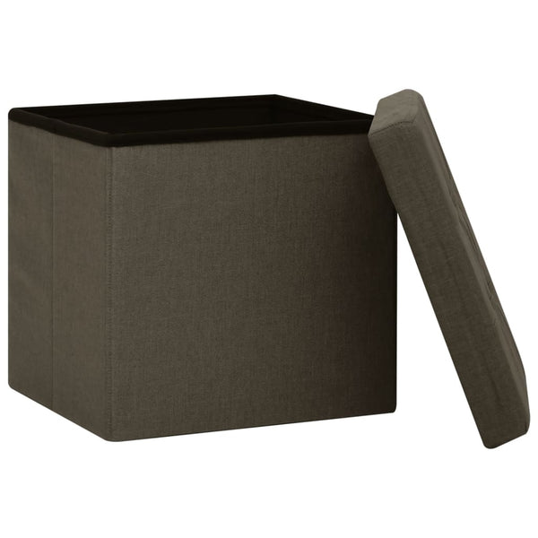 vidaXL Ottomans with Storage 2 pcs Dark Brown Linen Look