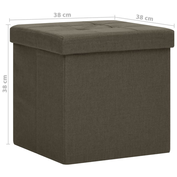 vidaXL Ottomans with Storage 2 pcs Dark Brown Linen Look