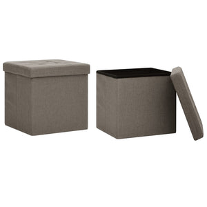 vidaXL Storage Stools 2 pcs Taupe Linen Look