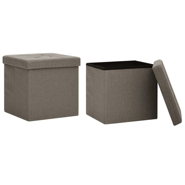 vidaXL Storage Stools 2 pcs Taupe Linen Look