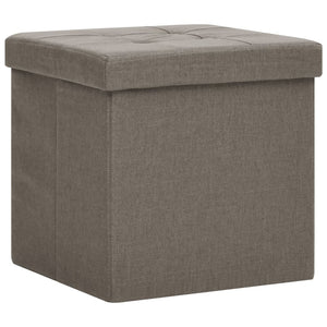 vidaXL Storage Stools 2 pcs Taupe Linen Look