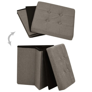 vidaXL Storage Stools 2 pcs Taupe Linen Look