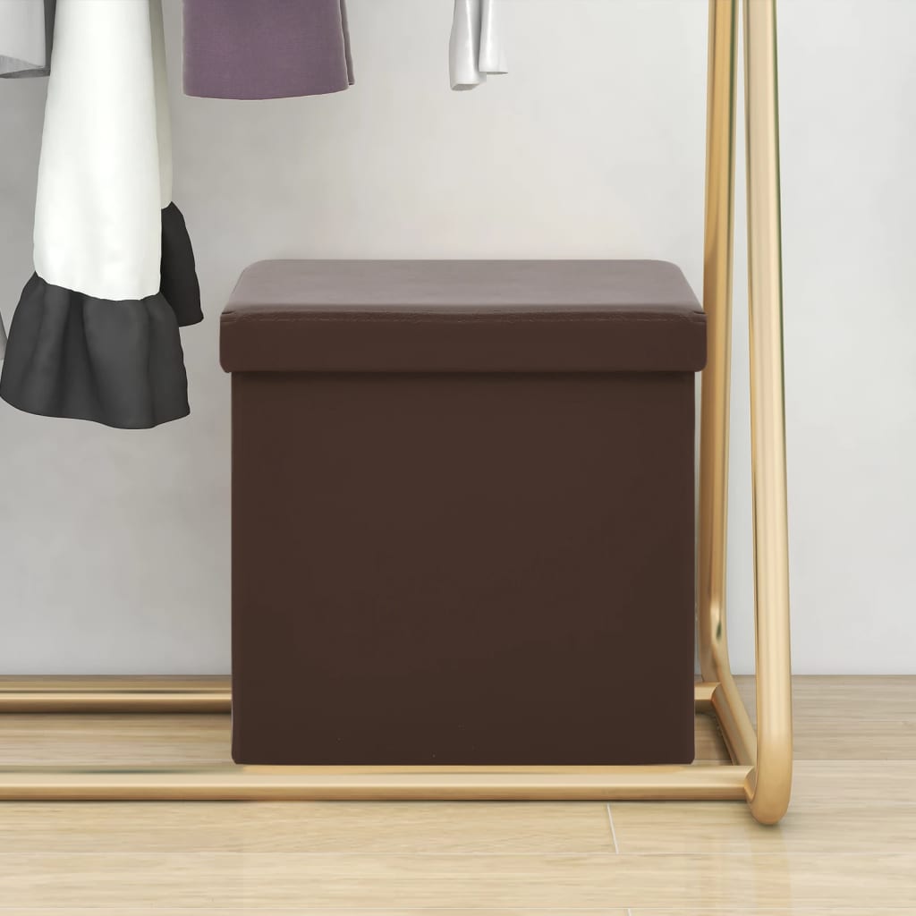 vidaXL Storage Stool Brown PVC