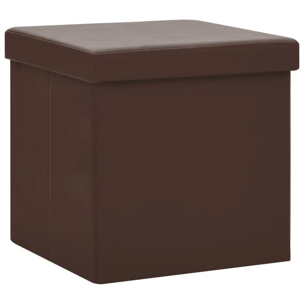 vidaXL Ottoman with Storage 2 pcs Brown PVC