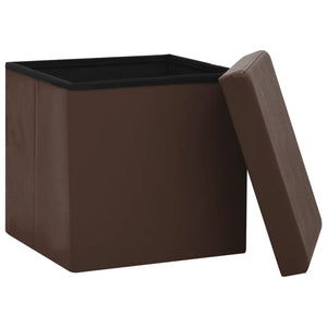 vidaXL Ottoman with Storage 2 pcs Brown PVC