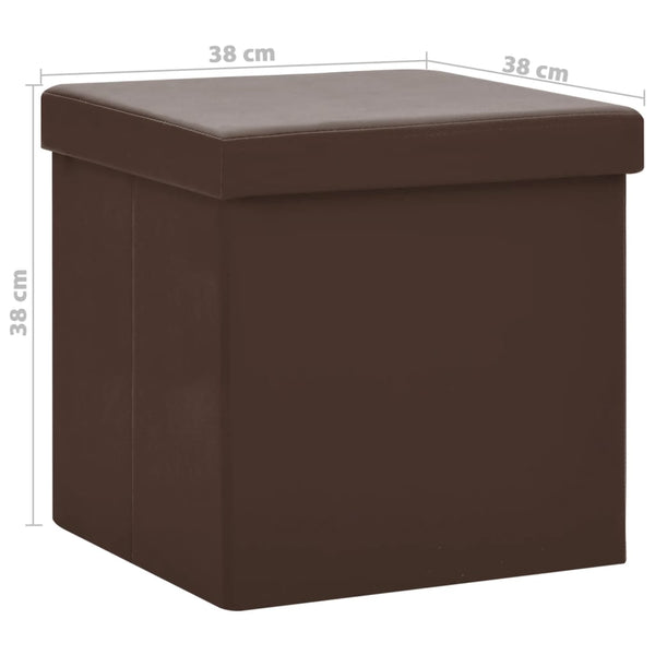 vidaXL Ottoman with Storage 2 pcs Brown PVC