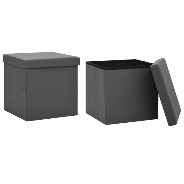 vidaXL Storage Stools 2 pcs Grey PVC