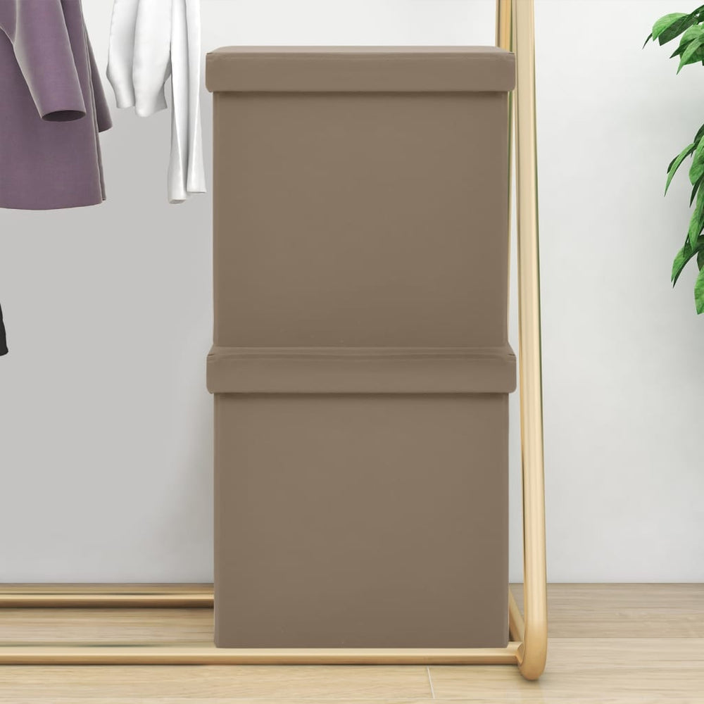 vidaXL Storage Stool 2 pcs Cappuccino Brown PVC