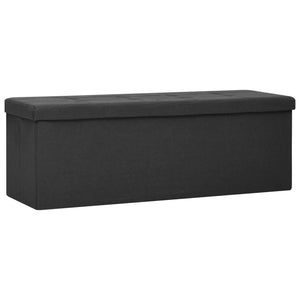 vidaXL Foldable Storage Bench Black Linen Look