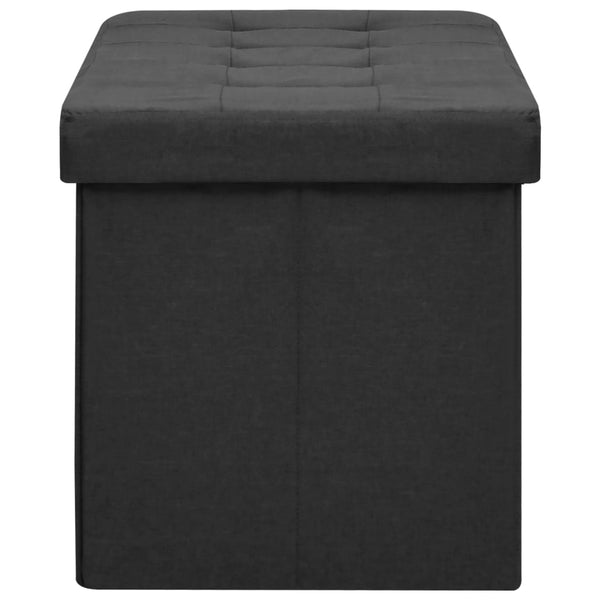 vidaXL Foldable Storage Bench Black Linen Look