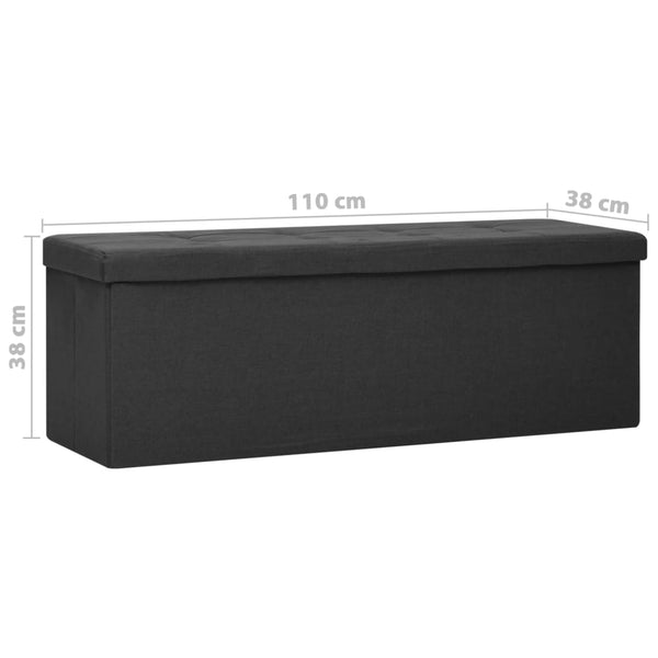 vidaXL Foldable Storage Bench Black Linen Look