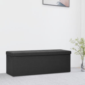 vidaXL Foldable Storage Bench Black Linen Look