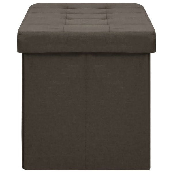 vidaXL Foldable Storage Bench Dark Brown Linen Look