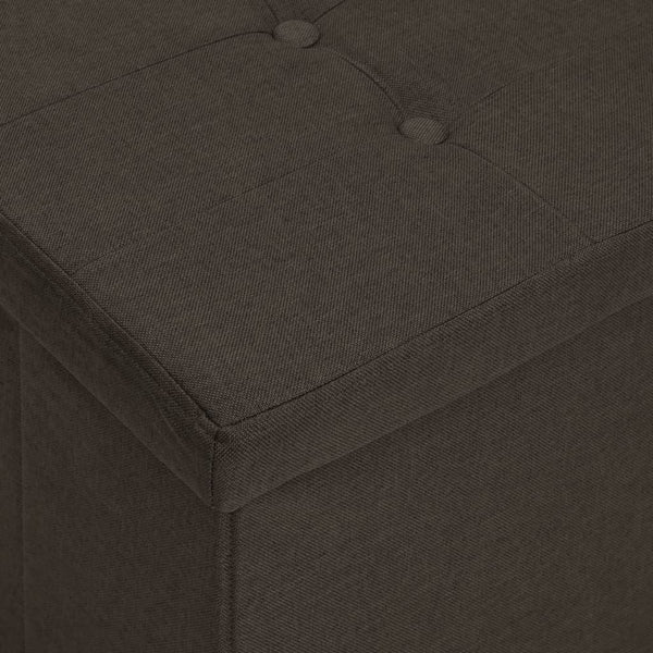 vidaXL Foldable Storage Bench Dark Brown Linen Look