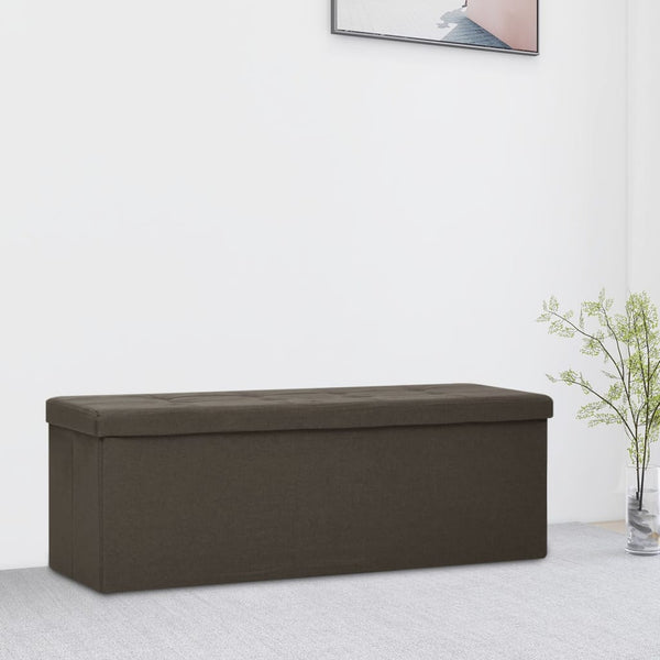 vidaXL Foldable Storage Bench Dark Brown Linen Look
