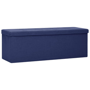 Faltbare Sitzbank Blau Leinenoptik mit Stauraum