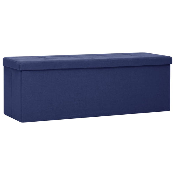 Faltbare Sitzbank Blau Leinenoptik mit Stauraum