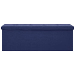 Faltbare Sitzbank Blau Leinenoptik mit Stauraum
