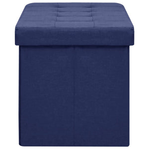 Faltbare Sitzbank Blau Leinenoptik mit Stauraum