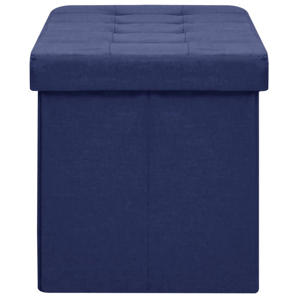 Faltbare Sitzbank Blau Leinenoptik mit Stauraum