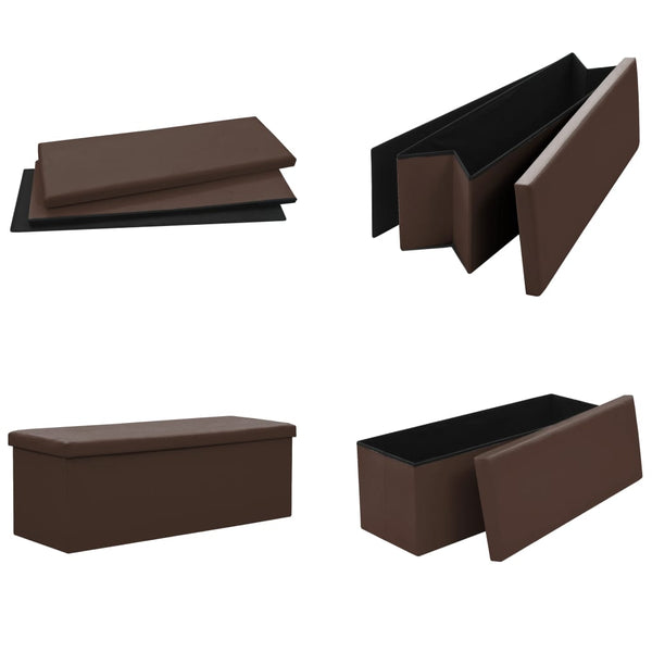 Faltbare Sitzbank Braun PVC mit Stauraum