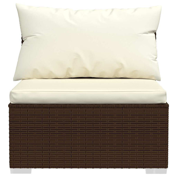 vidaXL 4-Piece Garden Lounge Set with Cushions Brown Poly Rattan