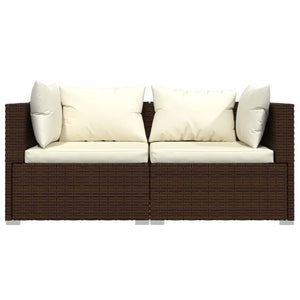 vidaXL 3-Piece Garden Lounge Set with Cushions Brown Poly Rattan