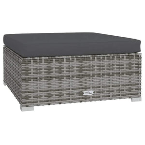 vidaXL Garden Footstool with Cushion Grey 70x70x30 cm Poly Rattan