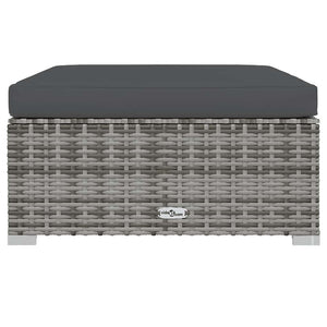 vidaXL Garden Footstool with Cushion Grey 70x70x30 cm Poly Rattan