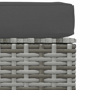 vidaXL Garden Footstool with Cushion Grey 70x70x30 cm Poly Rattan