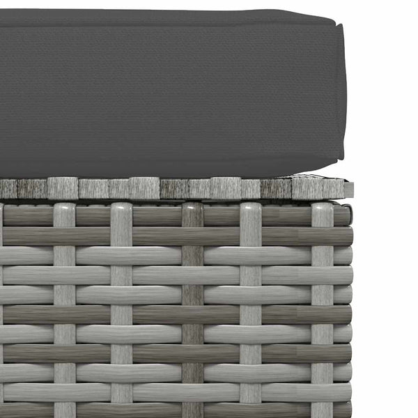 vidaXL Garden Footstool with Cushion Grey 70x70x30 cm Poly Rattan