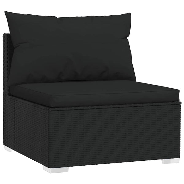 vidaXL 4-Piece Garden Lounge Set with Cushions Black Poly Rattan
