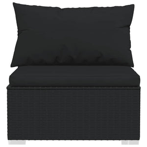 vidaXL 4-Piece Garden Lounge Set with Cushions Black Poly Rattan