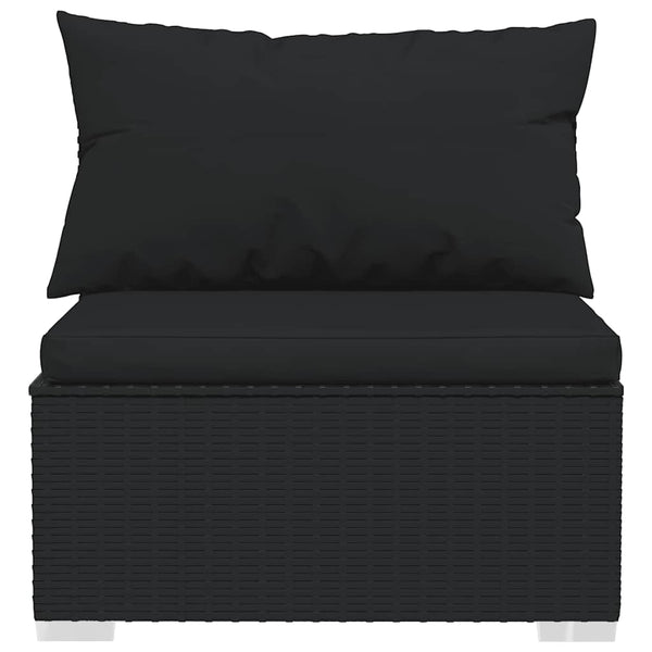 vidaXL 4-Piece Garden Lounge Set with Cushions Black Poly Rattan