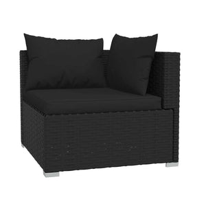 vidaXL 4-Piece Garden Lounge Set with Cushions Black Poly Rattan