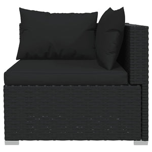vidaXL 4-Piece Garden Lounge Set with Cushions Black Poly Rattan