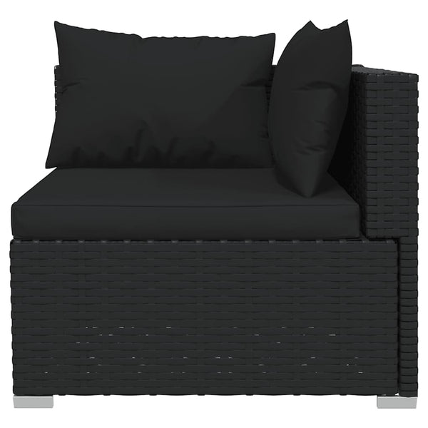 vidaXL 4-Piece Garden Lounge Set with Cushions Black Poly Rattan