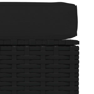 vidaXL Garden Ottoman with Cushion Black 70x70x30 cm Poly Rattan